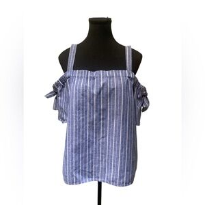 Love Tree Navy Striped Tank Top/Open Shoulder GUC L